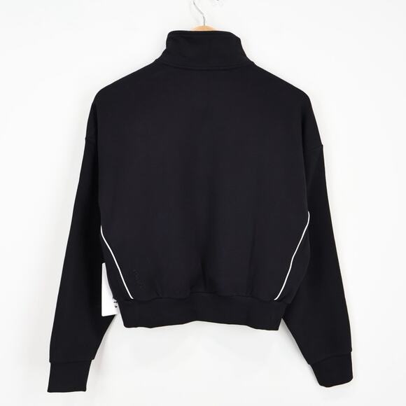 NWT Athleta Forever Fleece 1/2 Zip High Hip Crop Piping Sweatshirt Black Size XS - Picture 4 of 10